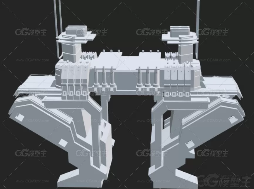 C4D低面科幻建筑模块MAYA未来城市资产包OBJ赛博朋克低模基础网格3D模型-3