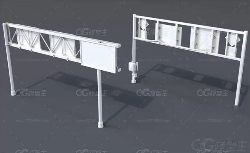 道路广告牌模型C4D城市道路指示牌Blend马路标识牌MAX素材-4