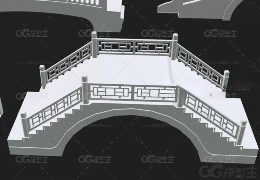 中国风桥梁模型C4D中式古桥Blend中华桥OBJ拱桥MAX素材3D模型-4