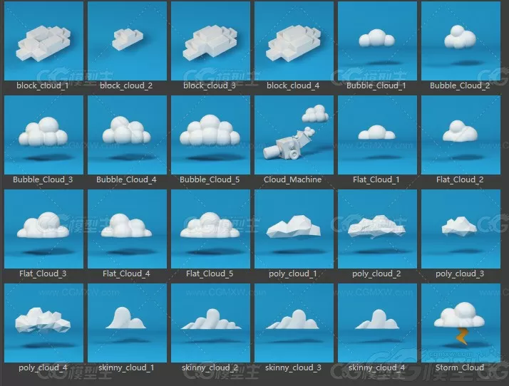 Q版模型单体C4D预设lib4d附OBJ瓶罐玩具云朵水果食物家具树木武器-2