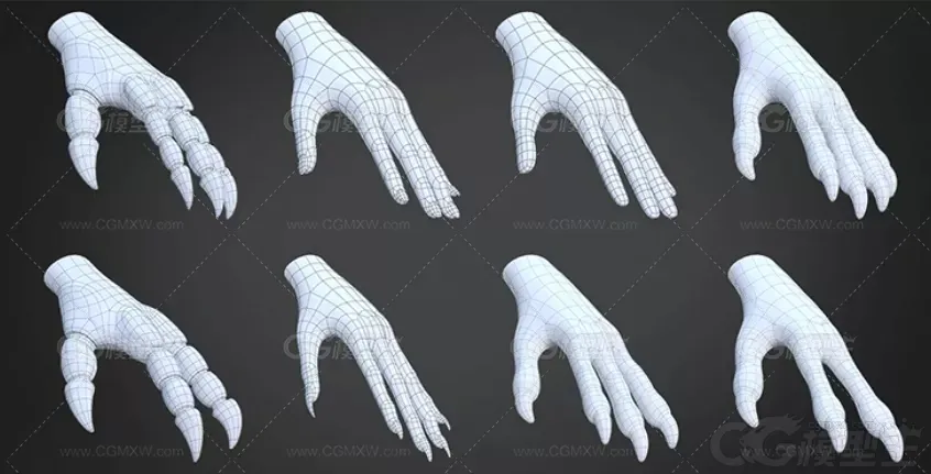 动漫女性角色基础网格C4D肢体组件Blend翅膀手脚头发耳朵尾巴3D模型-3