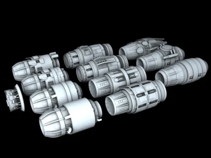 飞船推进器模型Blender科幻机械MAYA发动机MAX硬表面建模