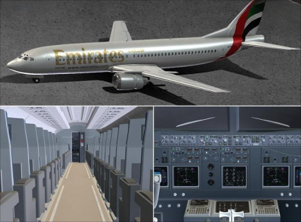 卡通C4D波音737飞机模型Blend阿联酋航空客舱座椅驾驶舱3D模型