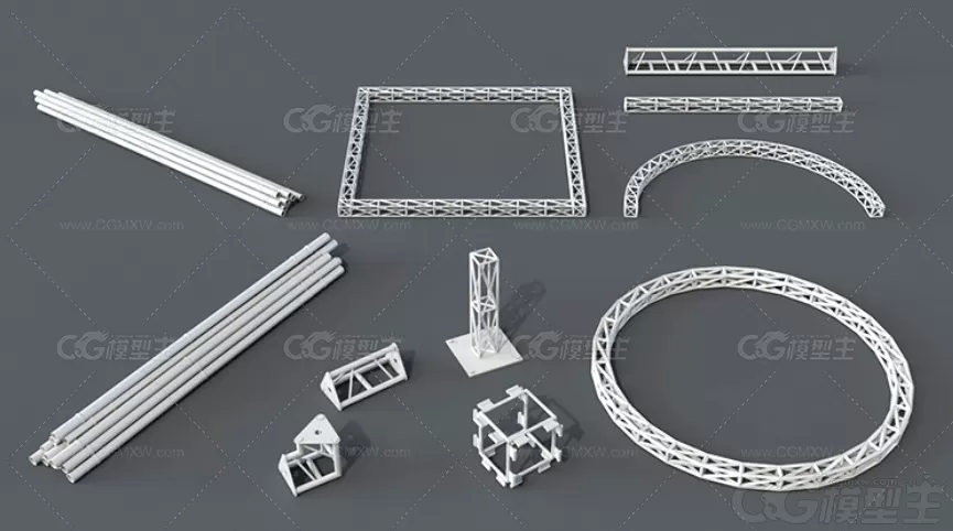 建筑工地资产C4D管道屋顶瓦片砖块OBJ沙袋钢筋水泥板集装箱3D模型-6