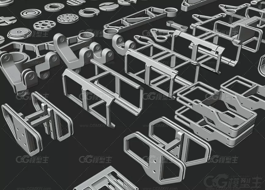 C4D硬表面金属零件3D模型Blender科幻机械工业配件MAX建模素材3D模型-3