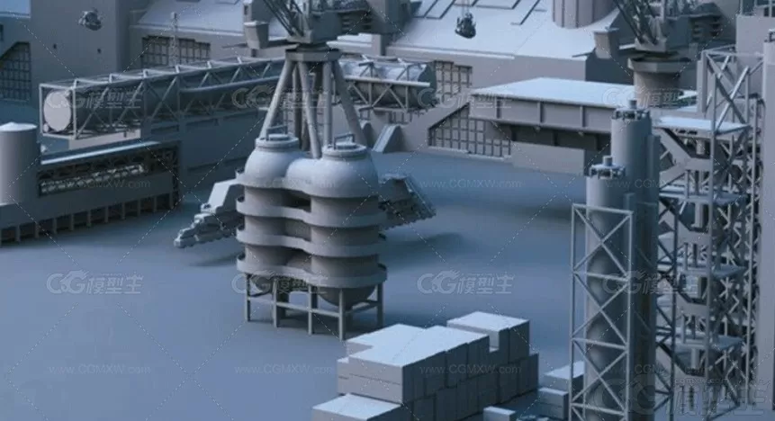 Blender科幻城市建筑模块C4D未来工业科技城FBX建模渲染3D素材-4