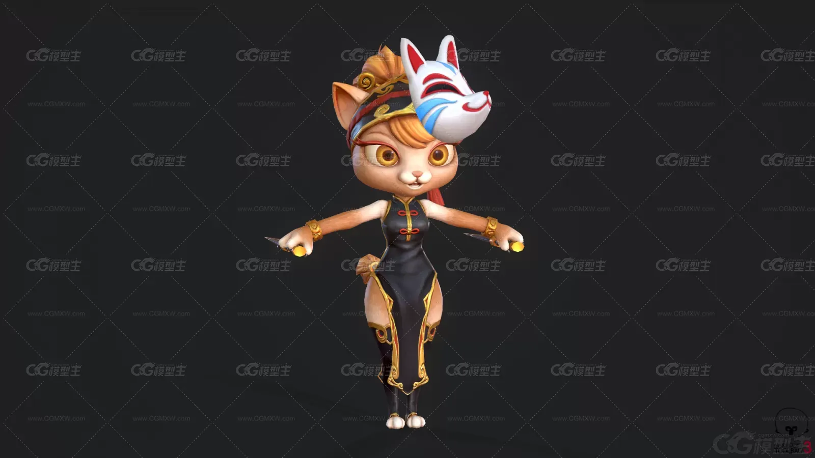 猫女 二次元猫 pbr猫女 卡通猫 性感猫妖 刺客猫 次时代卡通猫妖 卡通狐狸精-1