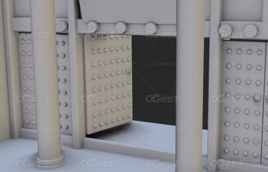 MAX古代大门模型MAX古风唐风庭院大门斗拱屋顶基础网格3D建模模型-3