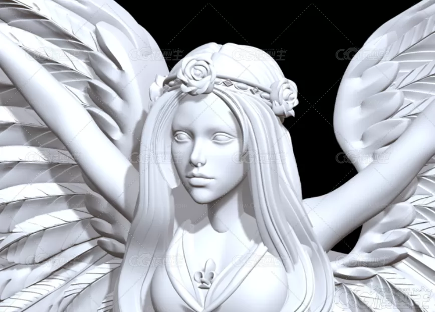 C4D天使翅膀美少女精灵Blend艺术雕塑雕像OBJ格式nomad可用ZBrush-2