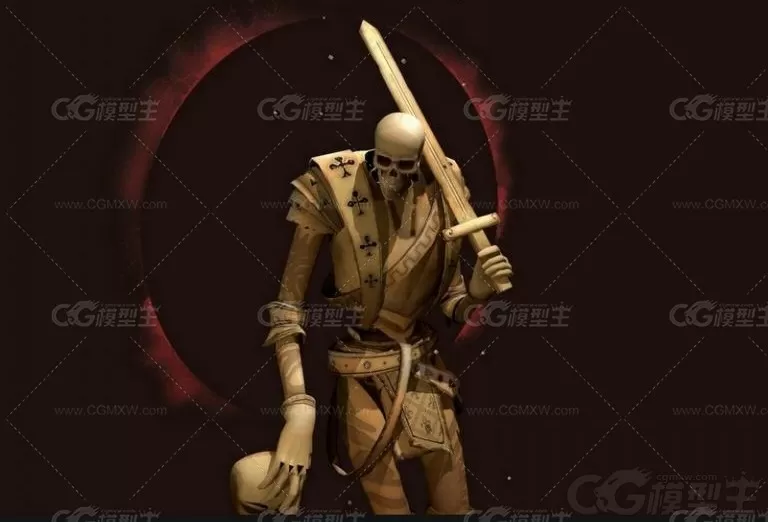 卡王 骷髅战士 骷髅王 骷髅武士 3D模型-2