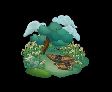 自然场景 风景 小木船 木舟 古代村庄 渔村3D模型