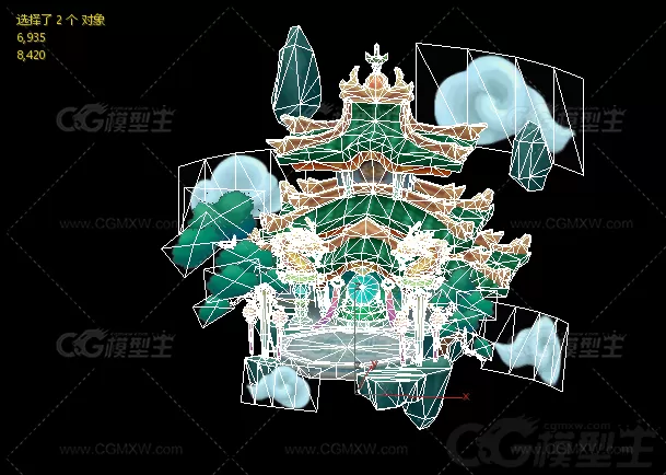 天庭观星台 仙台 手绘 Q版 卡通 中式 小场景 古代场景 仙侠场景 天宫 龙宫3D模型-3