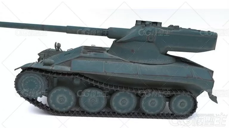 AMX 13F69 坦克 老式坦克 重型坦克3D模型-3