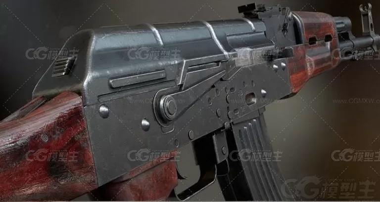 AKM-47突击步枪 自动步枪 影视道具 反恐 写实枪械 CS CF 吃鸡枪械3D模型-2