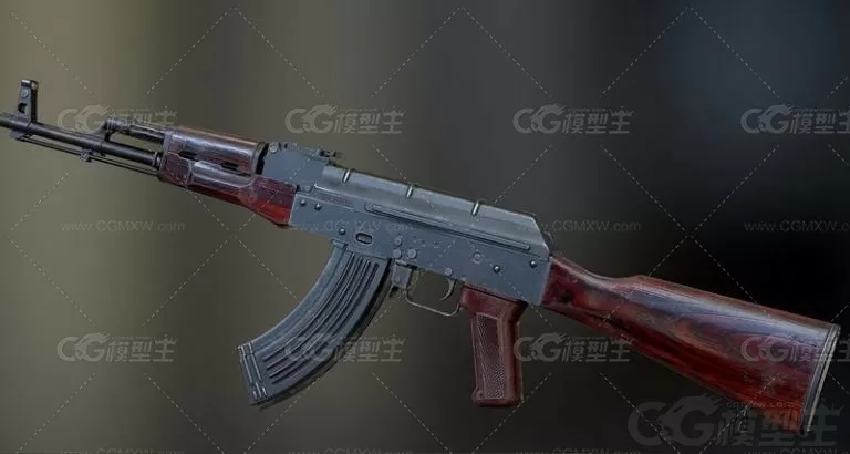 AKM-47突击步枪 自动步枪 影视道具 反恐 写实枪械 CS CF 吃鸡枪械3D模型-1