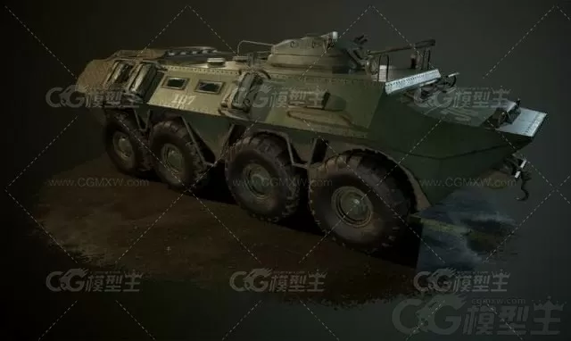 BTR军车 PBR-BTR-70装甲输送车 突击车 装甲车 运兵车 军用车辆3D模型-2