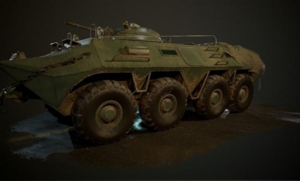 BTR军车 PBR-BTR-70装甲输送车 突击车 装甲车 运兵车 军用车辆3D模型