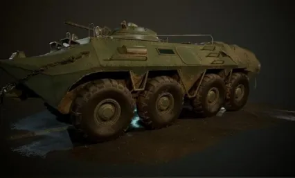 BTR军车 PBR-BTR-70装甲输送车 突击车 装甲车 运兵车 军用车辆3D模型