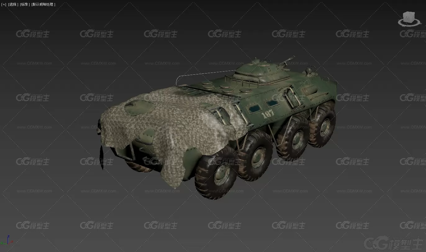 BTR军车 PBR-BTR-70装甲输送车 突击车 装甲车 运兵车 军用车辆3D模型-6