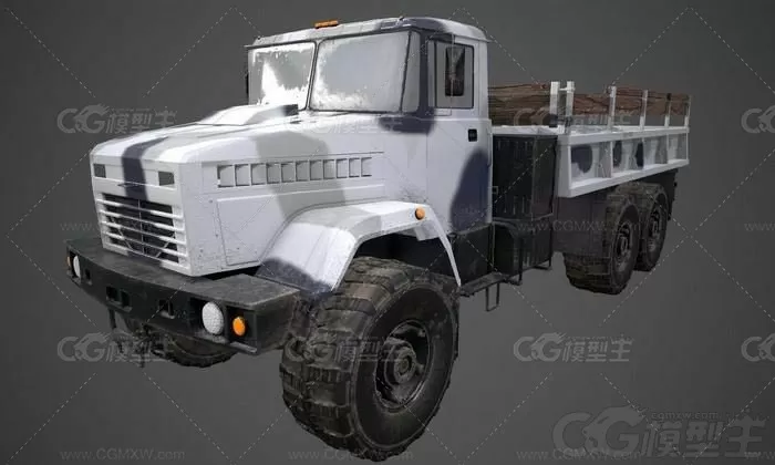 卡车 军用运输卡车 Kraz 运兵车辆 卡车 货车 老式军用卡车3D模型-1