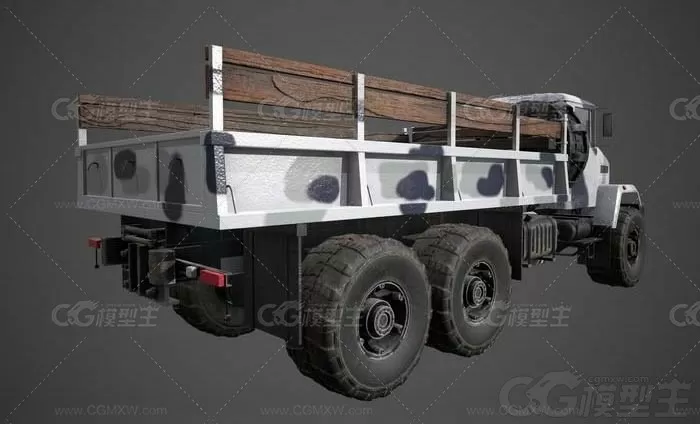 卡车 军用运输卡车 Kraz 运兵车辆 卡车 货车 老式军用卡车3D模型-3