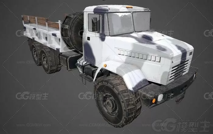 卡车 军用运输卡车 Kraz 运兵车辆 卡车 货车 老式军用卡车3D模型-2