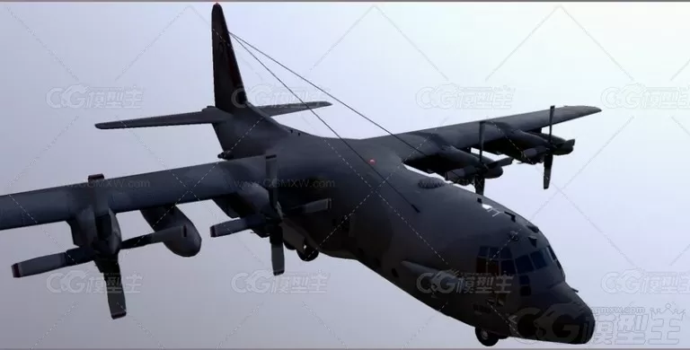 AC130飞机 空中炮艇 对地攻击机 超级大力神 军用飞机 战斗飞机3D模型-3