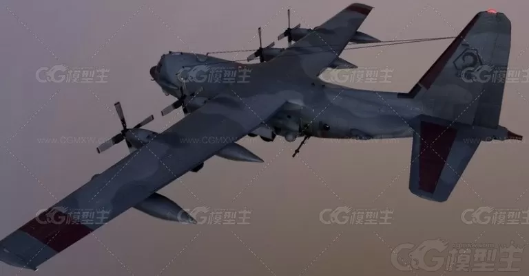 AC130飞机 空中炮艇 对地攻击机 超级大力神 军用飞机 战斗飞机3D模型-4