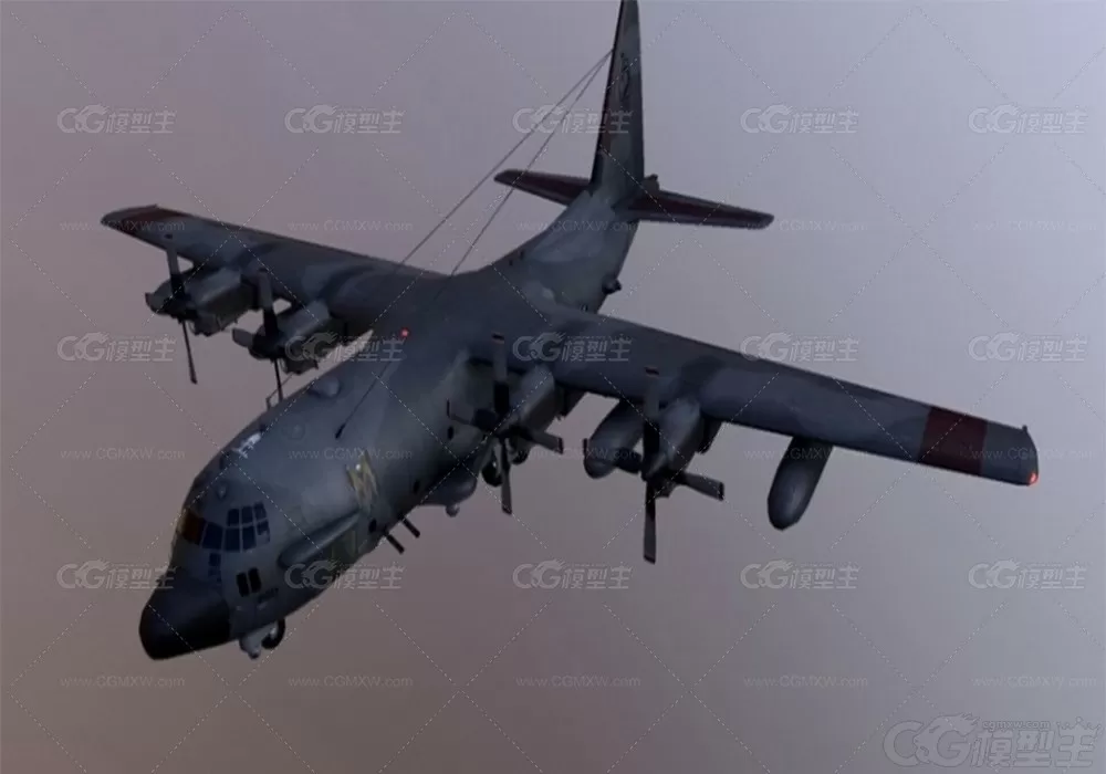 AC130飞机 空中炮艇 对地攻击机 超级大力神 军用飞机 战斗飞机3D模型-8