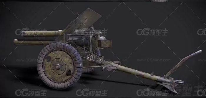 重炮 榴弹炮 加农炮 重型武器 大炮 火炮 炮车 炮台 反坦克炮3D模型-3