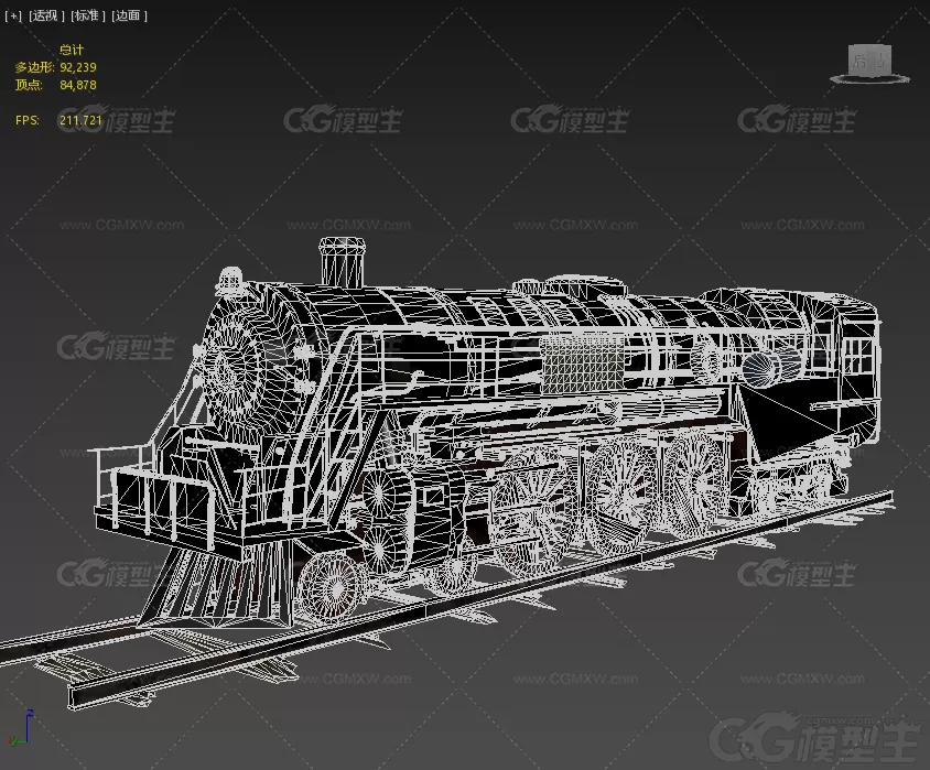 次时代写实火车头列车头模型 蒸汽火车 列车头 火车头3D模型-7