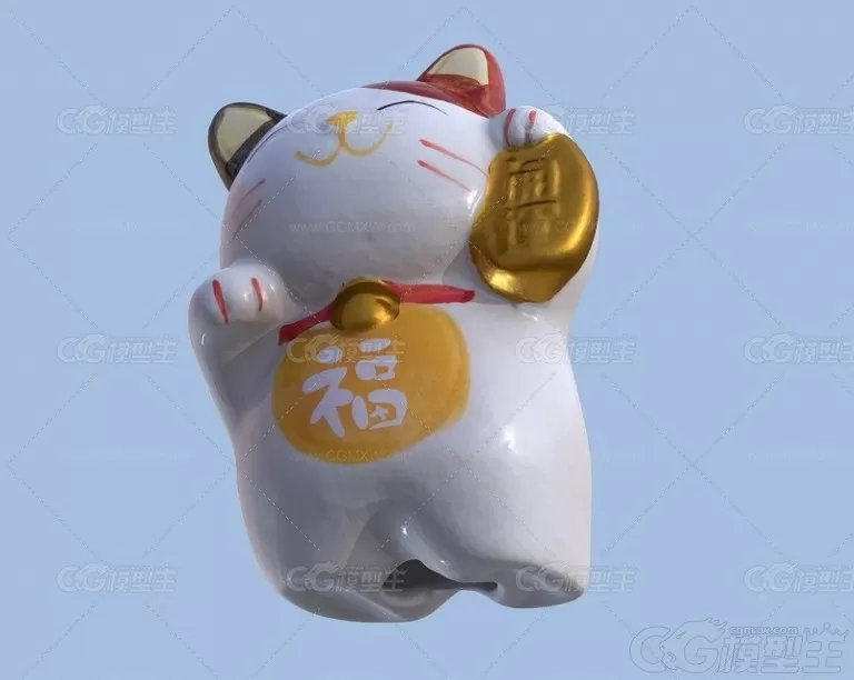 招财猫 招财猫 小猫咪 招财进宝 工艺品 福猫3D模型-2