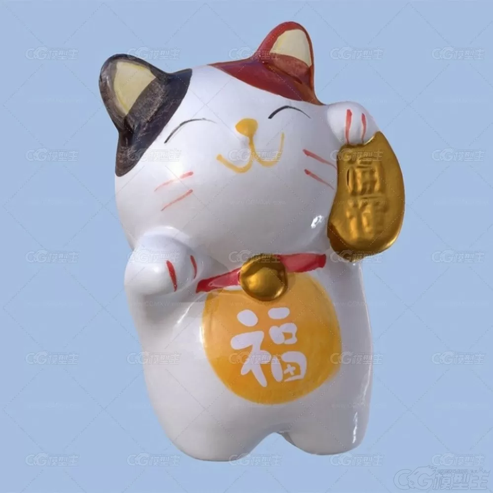 招财猫 招财猫 小猫咪 招财进宝 工艺品 福猫3D模型-6