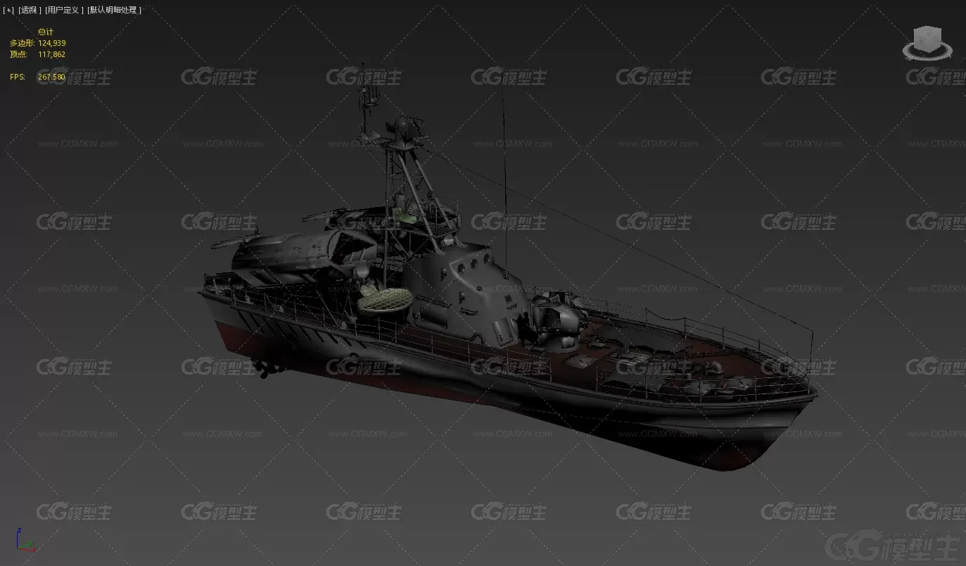 小型导弹艇 鱼类快艇导弹艇快艇驱逐艇小型军舰炮艇 3D模型-5