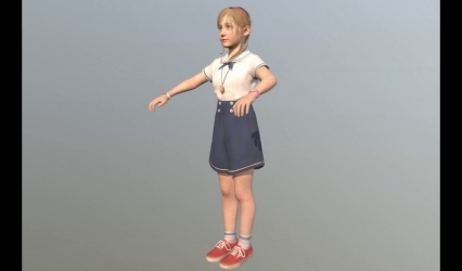 小女孩 小学生 女学生3D模型