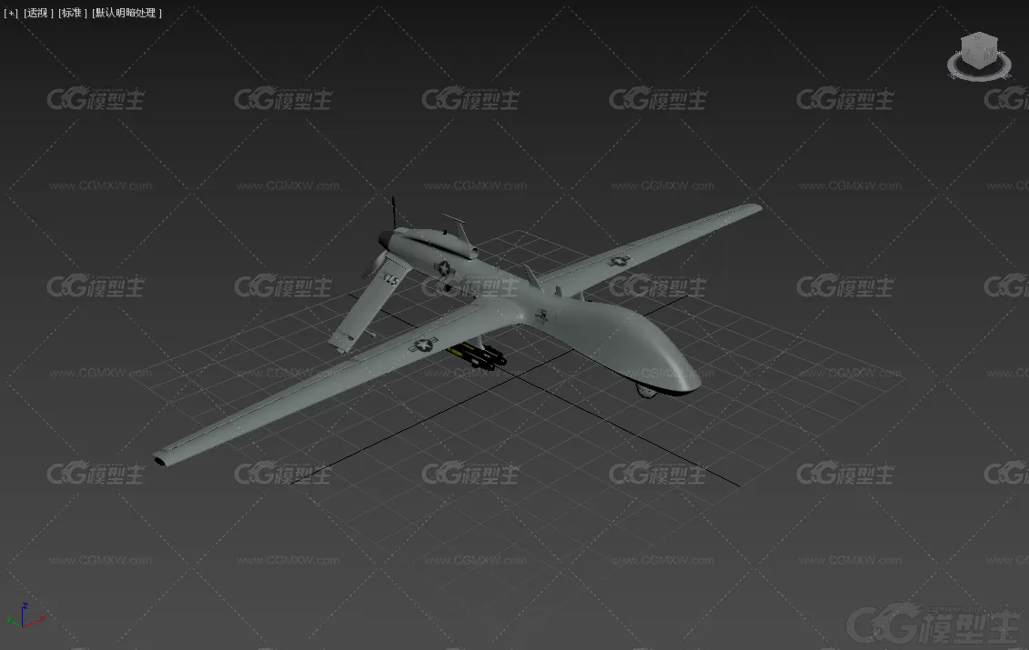 MQ-1C 天空战士 空中勇士攻击型无人机 无人侦察机 察打一体无人机3D模型-4