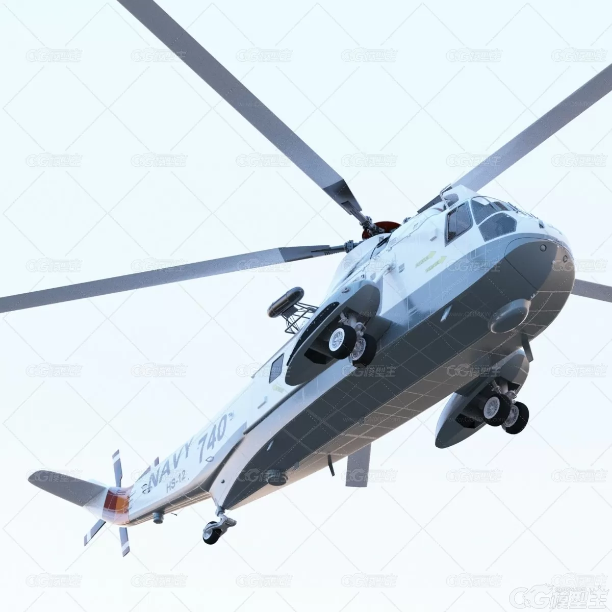 西科斯基美国海军 SH-3H 海王 直升机 EC 145 商务直升机 飞机 武装直升机3D模型-1