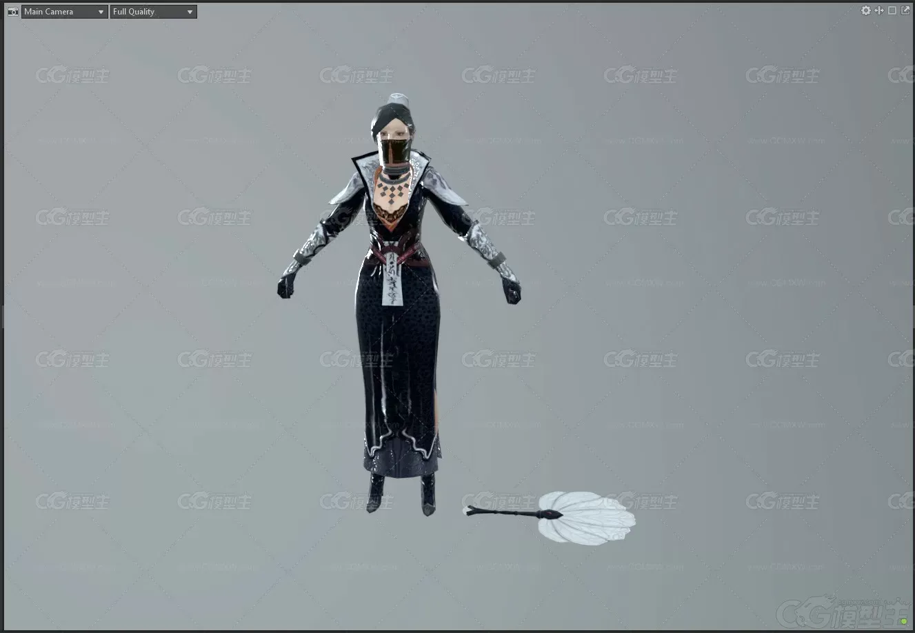 美女刺客 蒙面杀手 蒙面刺客 女武士 女杀手3D模型-1