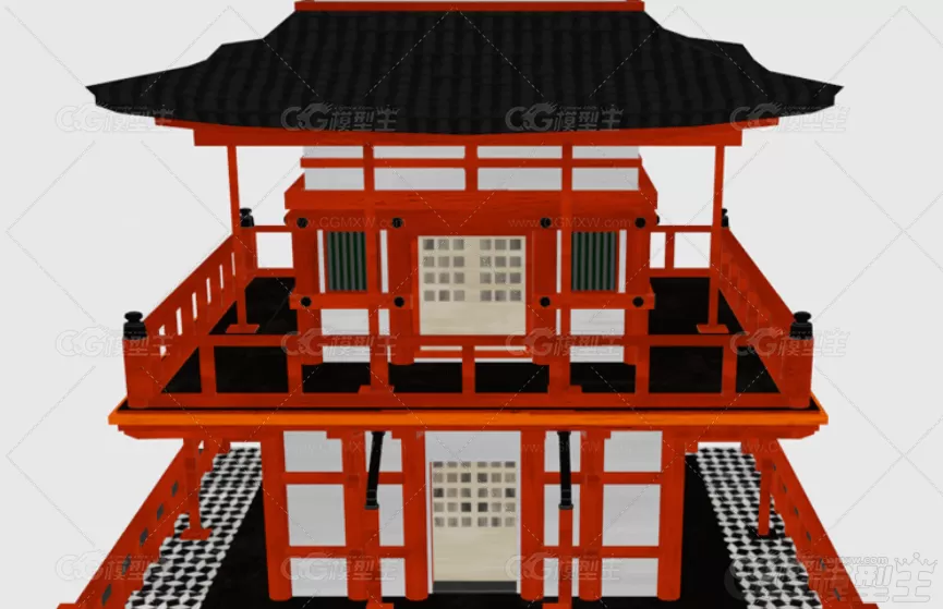 低面国风古建3D模型C4D低模建筑寺庙MAYA佛塔MAX三维设计素材OBJ-3