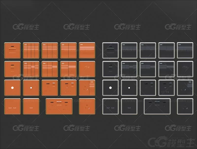 Blender开关插座面板模型C4D三维建模渲染设计素材OBJ源文件-1
