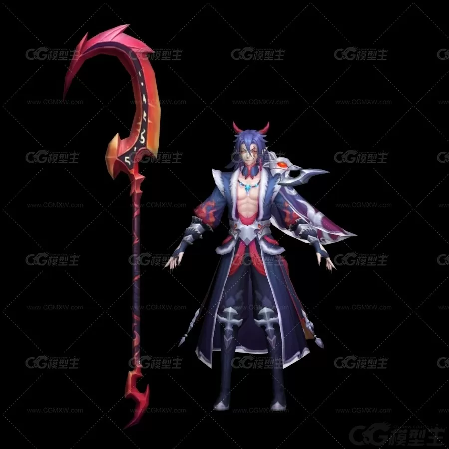 狐妖男 狐族侍卫 护卫 狐妖战士 狐妖武士 妖精 仙剑人物3D模型-2