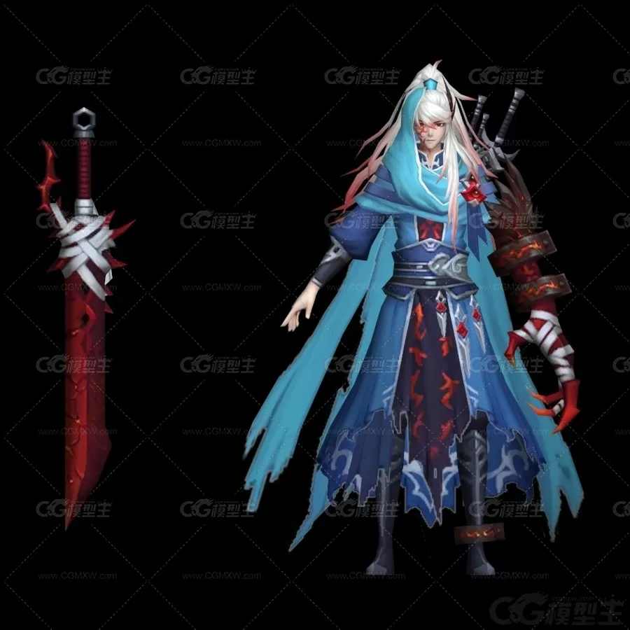 魔尊 火族魔王男 魔教教主 魔王 仙剑人物 剑神 剑魔3D模型-1