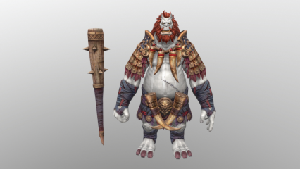 兽人战士 兽人武士 野蛮人 魔兽 红魔  魔族将领 狼牙棒3D模型