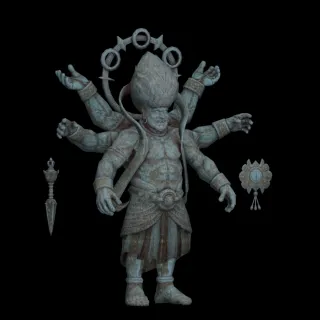 马哈噶啦雕塑  精品雕像 神像 巨灵神 古代战神 寺庙雕像 佛像3d模型