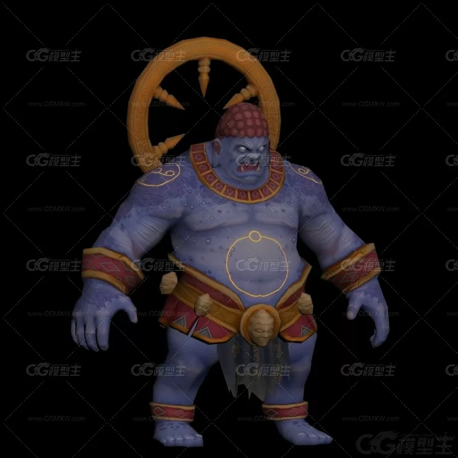 门神  巨灵神 魔兽战士 兽人战士 武士 妖怪 妖兽 怪物3d模型-1