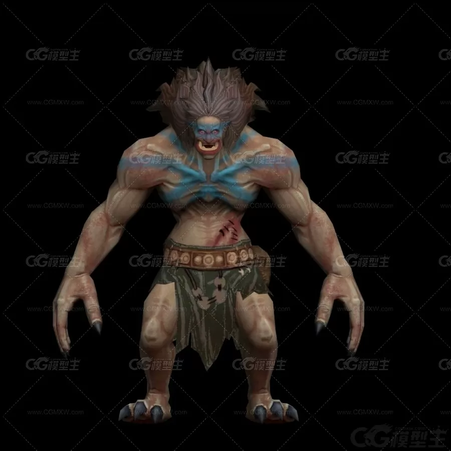 狼人罗刹小怪  低级狼人 兽人战士 魔兽战士 武士 妖怪 怪物3D模型-2