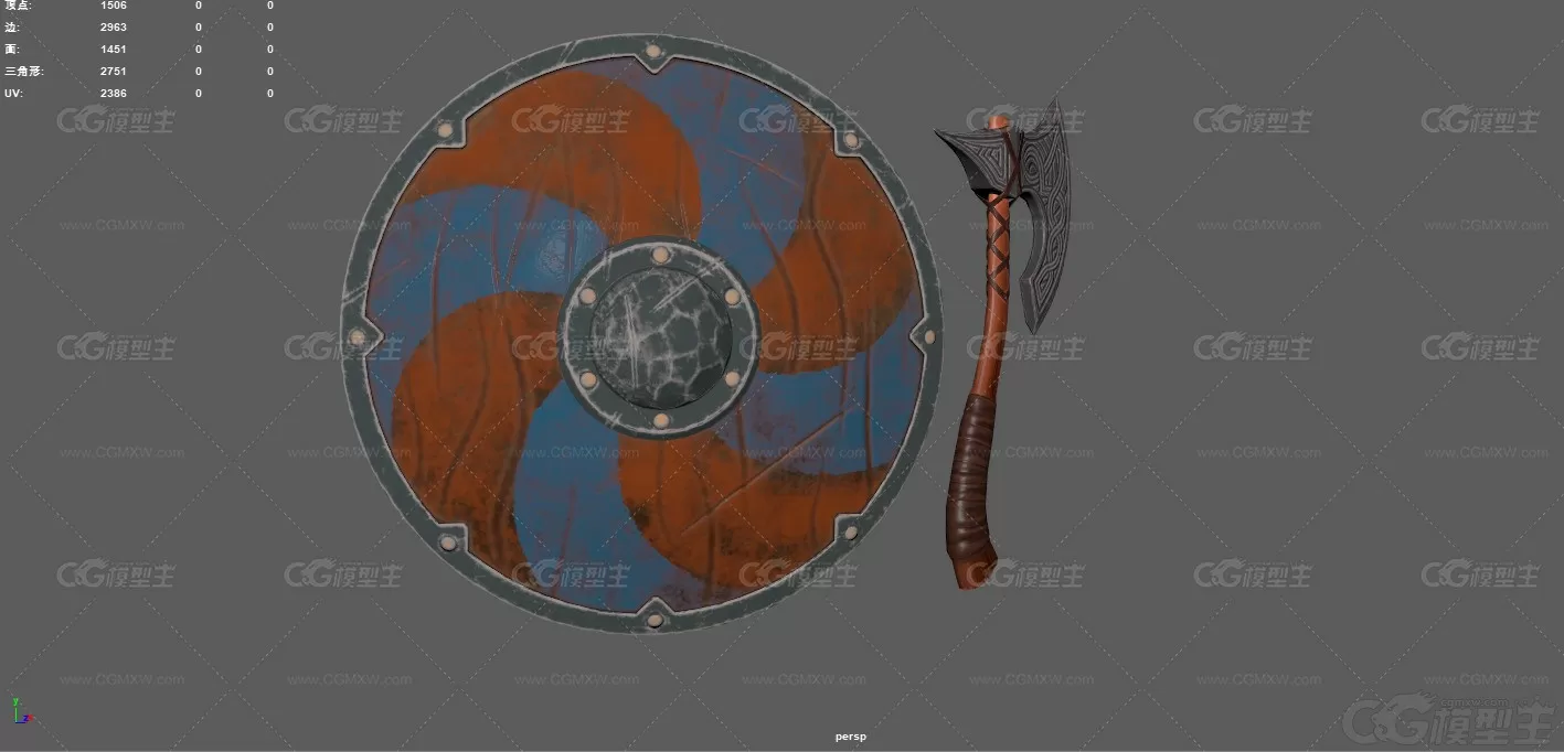 维京武器 战斧 盾牌 冷兵器 武器 北欧武器 中世纪斧头 维京盾牌 防御护具 古代武器...-5