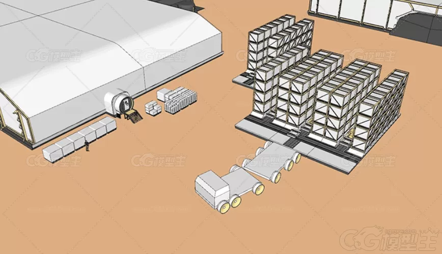 C4D科幻宇宙殖民地场景3D外星球太空实验室Blender建筑PBR模型OBJ-4