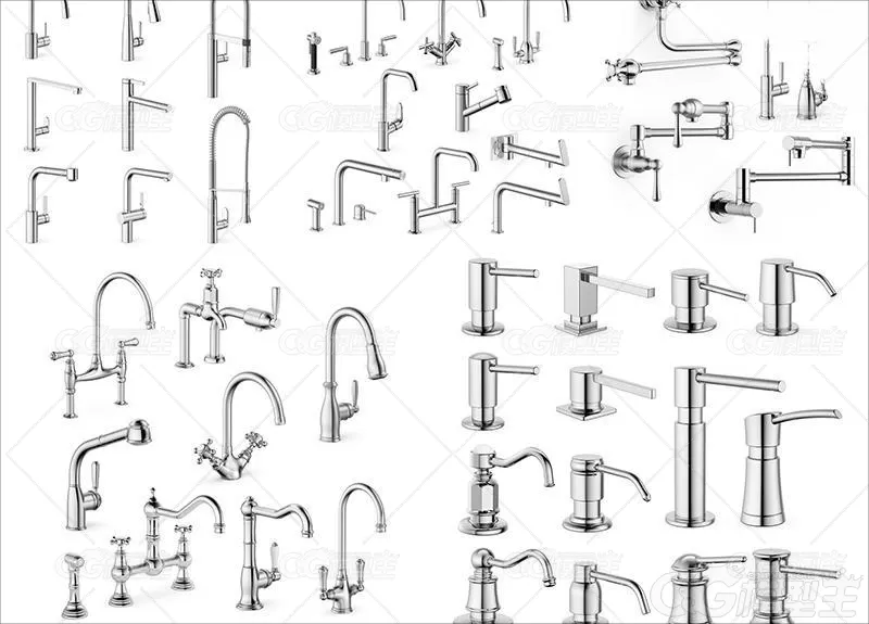 C4D五金水龙头3D模型合集FBX建模设计素材源文件OBJ格式 犀牛可用-1
