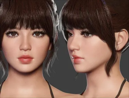 Blender人物3D模型韩风现代都市美女PBR写实角色带骨骼绑定CG素材